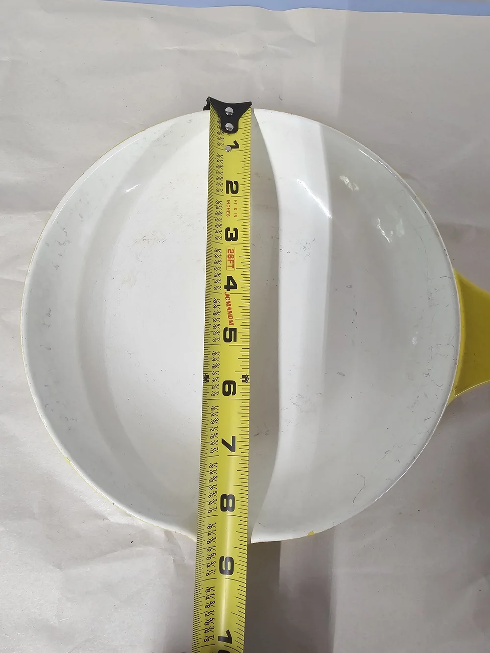 Vintage Copco Denmark Yellow Enamel Cast Iron Skillet 8.5” Michael Lax MCM 109E